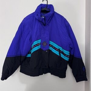 Vintage 90s Y2K Tyrolia Aztec Skiwear Purple Jacket Size 14/XL
